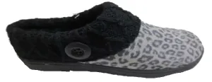 Mule On Slide Scuff Easy-to-install LEOPARD Slip Comprehensive catalog Knit Slipper Clarks GREY
