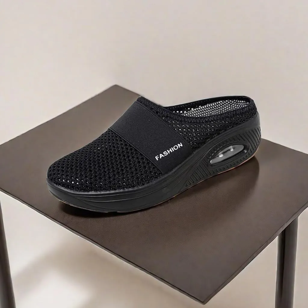 Mules for Women Breathable Mesh Walking Mules Sneakers Arch Support Slippers Outdoor Casual Non Slip Orthopedic Sneakers Slip-On Open Back Mule Platform Wedge Closed Toe Shoes