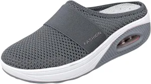 Mules for Women Breathable Mesh Walking Mules Sneakers Arch Support Slippers Outdoor Casual Non Slip Orthopedic Sneakers Slip-On Open Back Mule Platform Wedge Closed Toe Shoes