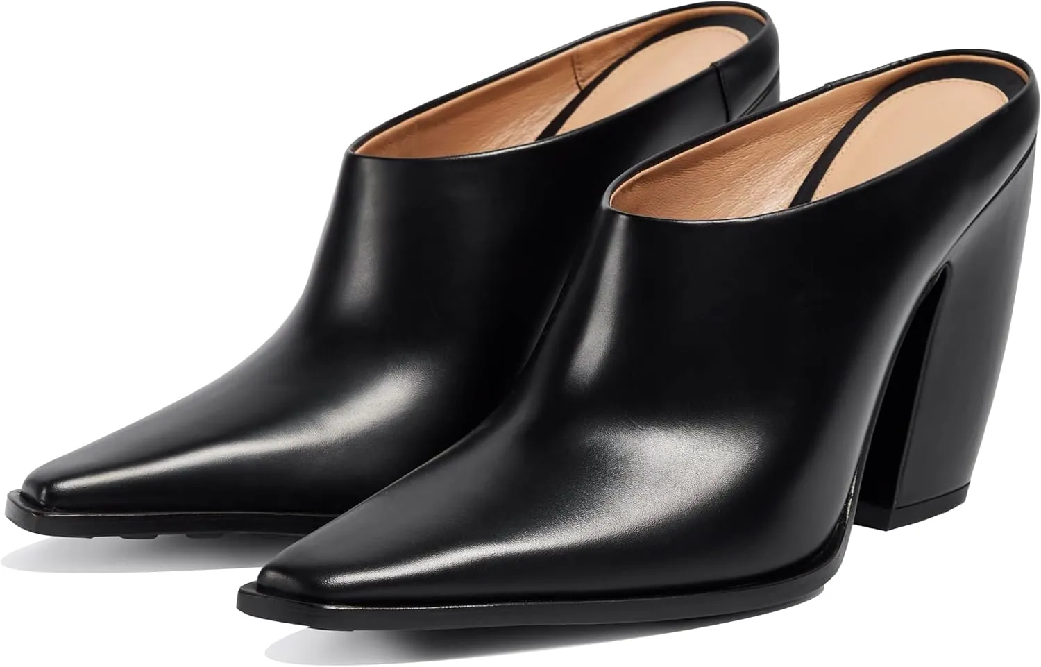 Mules for Women Chunky Heeled Mules Pointed Toe Clogs Slip on Heels Backless Loafers Work Office Casual Shoes