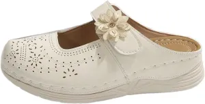 Mules for Women Comfort Closed Toe Sandals Casual Slip On Wedge Sandals Adjustable Hook Loop Low Heel Orthopedic Sandal Round Head Soft Bottom Footwear Breathable Shoes