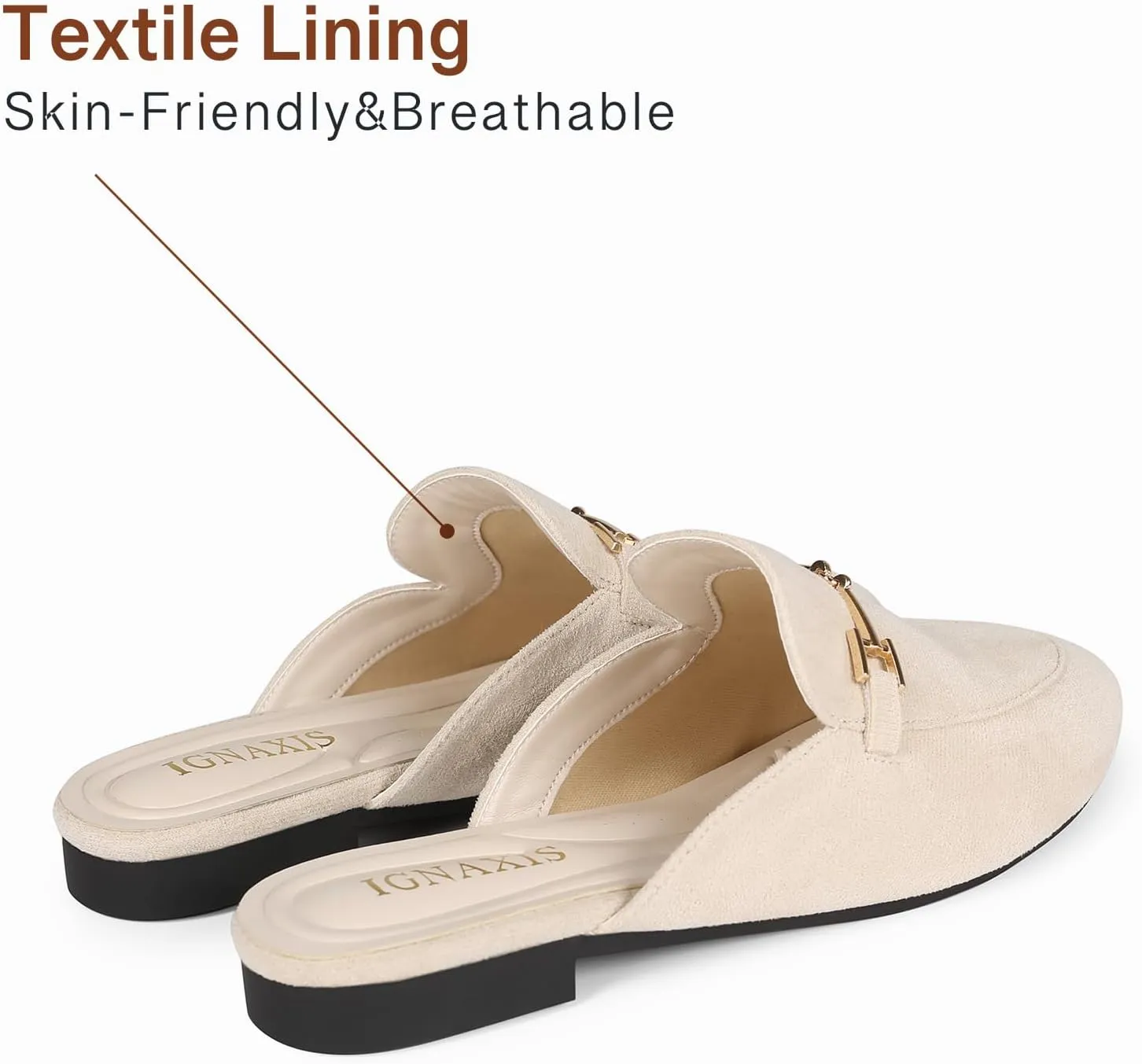 Mules for Women Flats Round Toe Womens Mules Buckle Slip on Slides Backless Loafer Shoes
