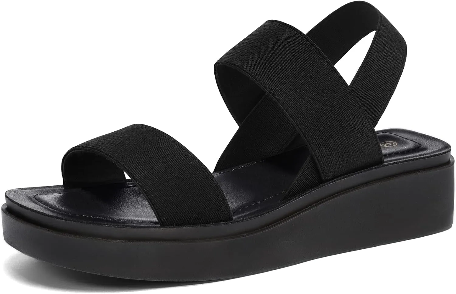 mysoft Women's Platform Wedges Sandals Slingback Lightweight Elastic Ankle Strap Low Wedges Walking Sandals Comfortable Slip On Casual Shoes