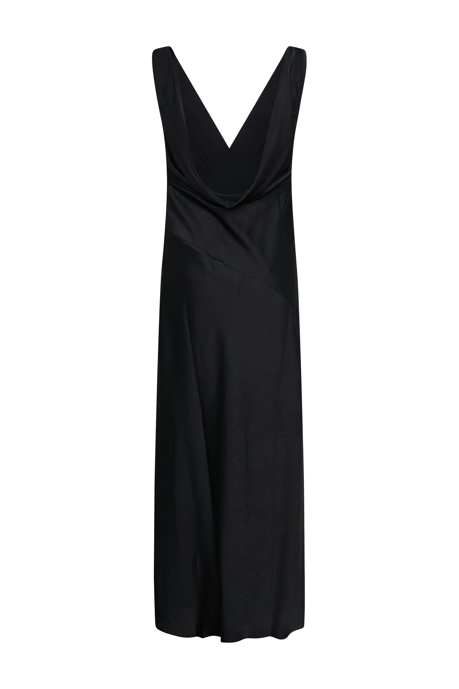 Nadia Maxi Satin Dress With Back Cowl - Black