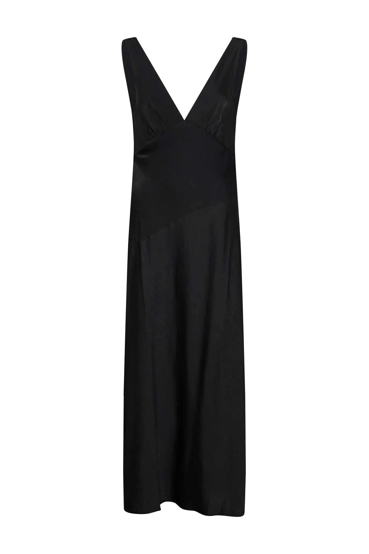 Nadia Maxi Satin Dress With Back Cowl - Black