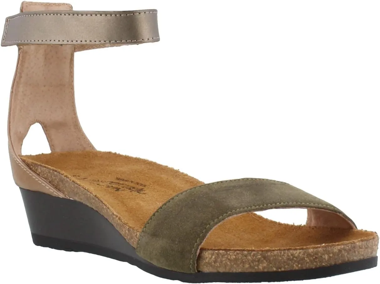 NAOT Footwear Women's Pixie Wedge Sandal with Cork Footbed and Arch Support Footbed - Adjustable Ankle Strap - Comfort and Support - Lightweight and Perfect for Travel - Narrow to Medium Fit