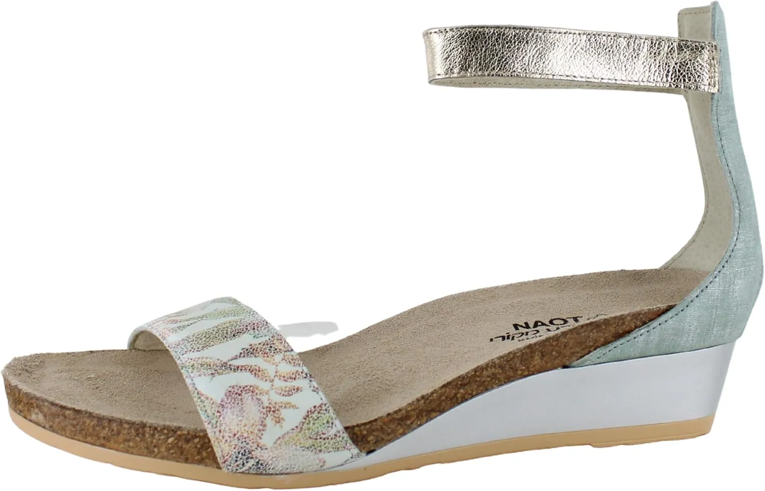 NAOT Footwear Women's Pixie Wedge Sandal with Cork Footbed and Arch Support Footbed - Adjustable Ankle Strap - Comfort and Support - Lightweight and Perfect for Travel - Narrow to Medium Fit
