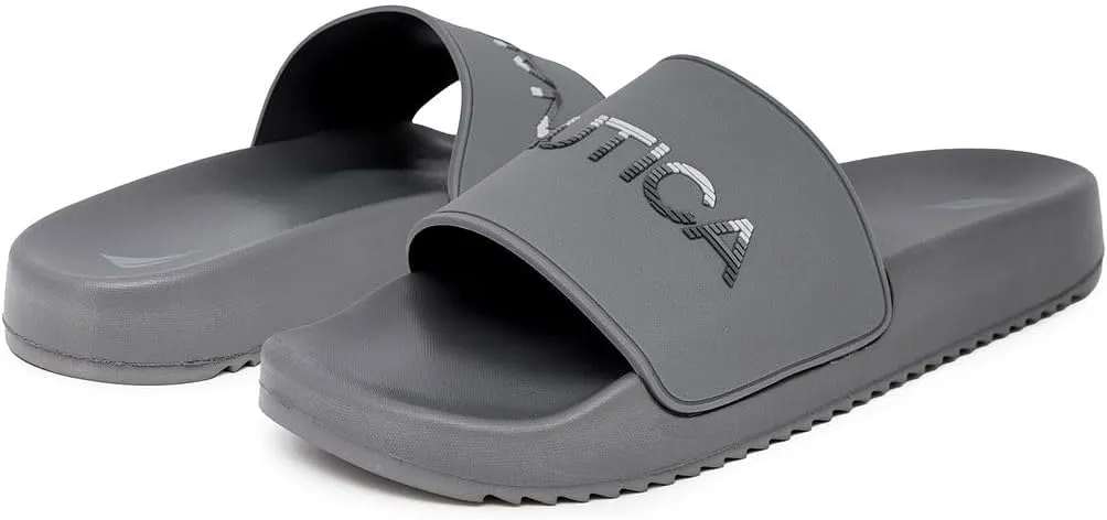 Nautica Men's Slide Sandals – Comfortable Slip-On Pool & Beach Shoes with Cushioned Footbed for Casual Wear