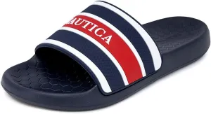 Nautica Men's Slide Sandals – Comfortable Slip-On Pool & Beach Shoes with Cushioned Footbed for Casual Wear