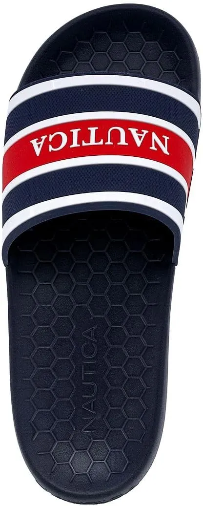 Nautica Men's Slide Sandals – Comfortable Slip-On Pool & Beach Shoes with Cushioned Footbed for Casual Wear