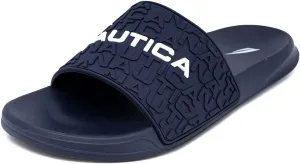 Nautica Men's Slide Sandals – Comfortable Slip-On Pool & Beach Shoes with Cushioned Footbed for Casual Wear