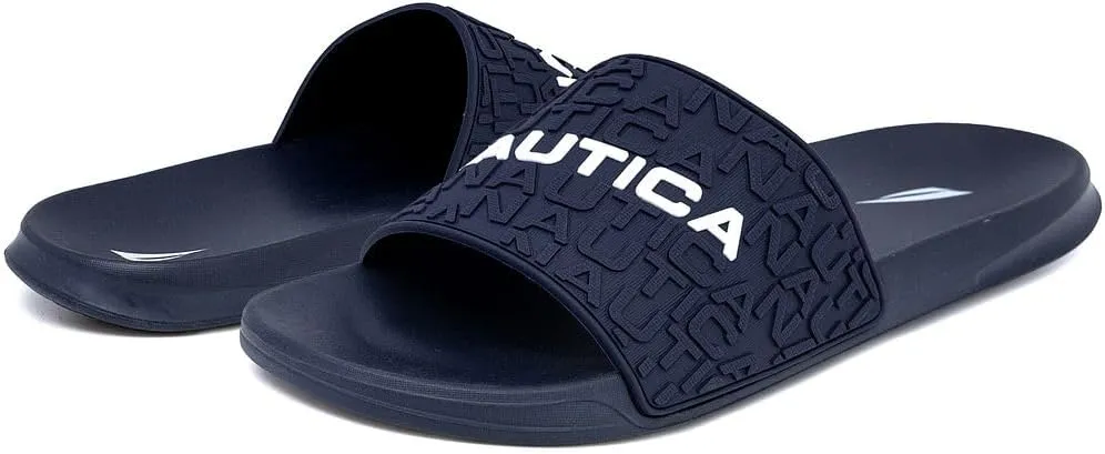 Nautica Men's Slide Sandals – Comfortable Slip-On Pool & Beach Shoes with Cushioned Footbed for Casual Wear