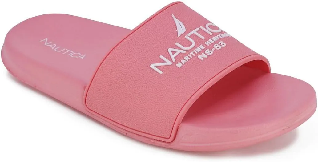 Nautica Women's Athletic Slide Sandals - Comfort Slip-On Shower Shoes, Quick-Dry Beach Sandals, Non-Slip Boat Slides for Pool & Casual Wear