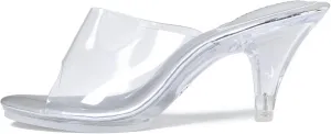 NBUUNBU Silver Clear Heels For Women Dress Shoes Transparent Strap Sexy Stilletos Heels Open Toe High Silver Heeled Sandals Pump Mules