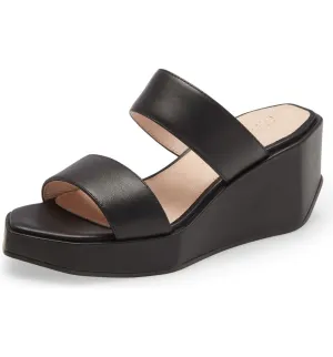 New Open Black Toe BAILY Courteous Platform Mules Cecelia Slide York New Year promotion Wedge Leather Sandal