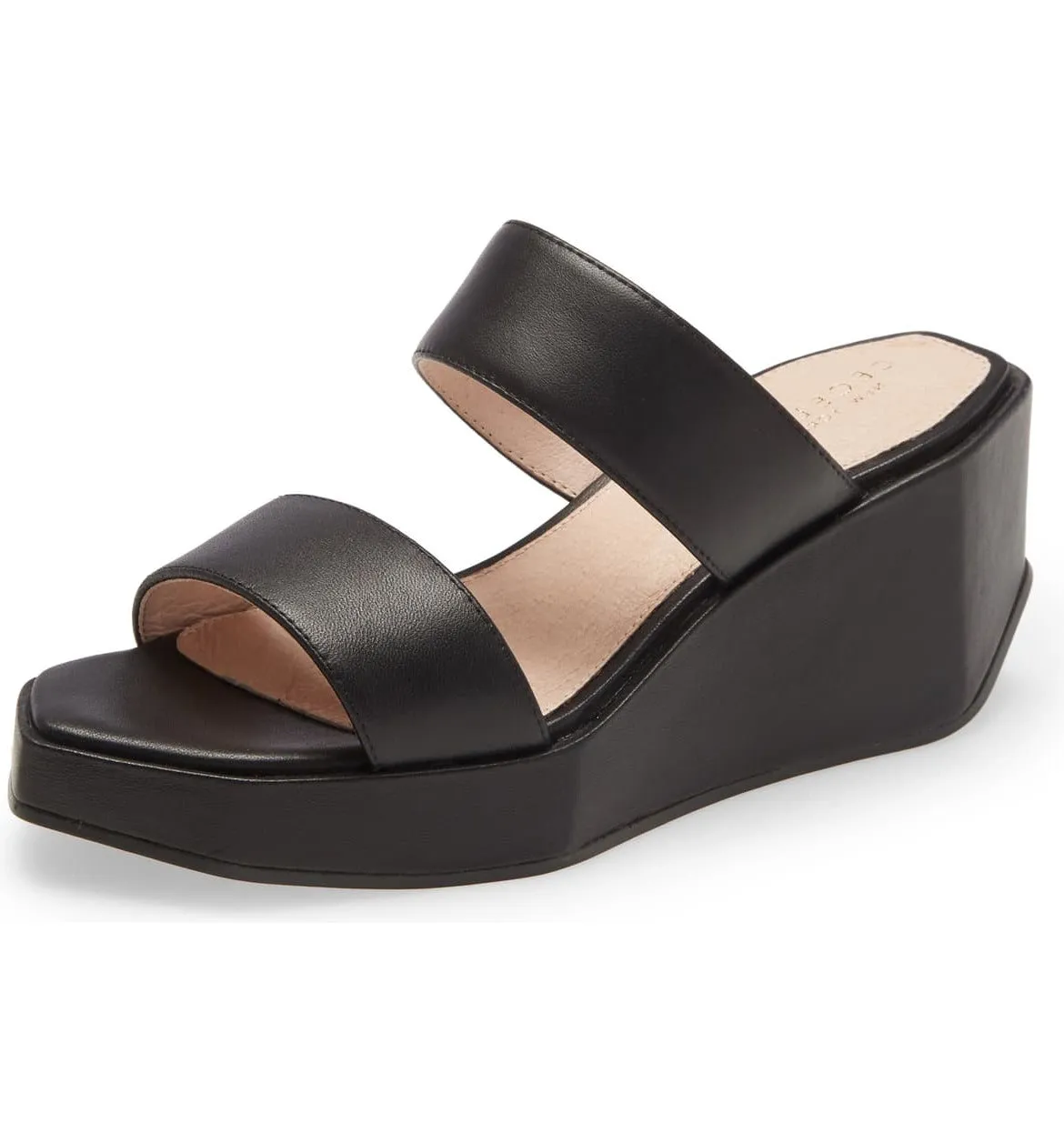 New Open Black Toe BAILY Courteous Platform Mules Cecelia Slide York New Year promotion Wedge Leather Sandal