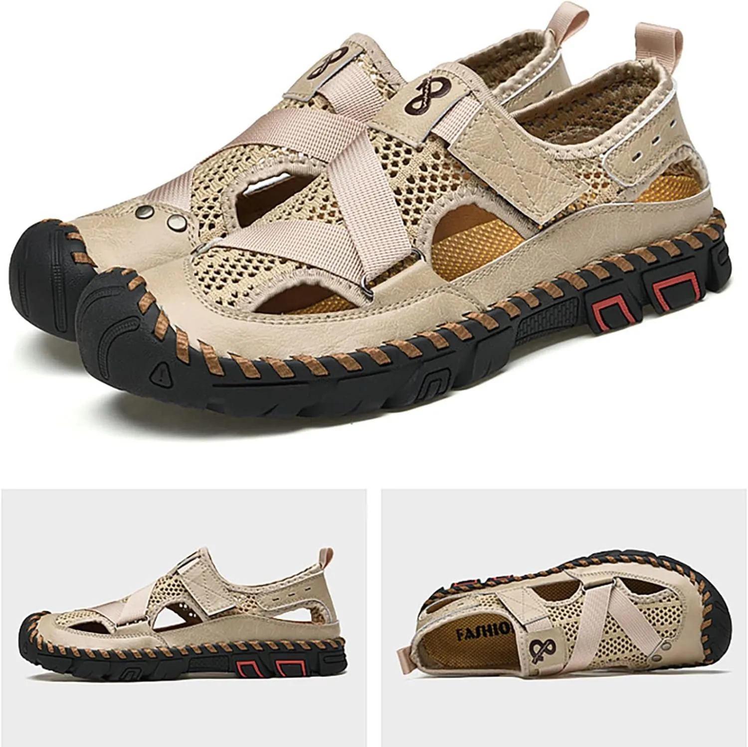 New Summer Sandals For Men's Breathable Korean Edition Slip On Cowhide Beach Leather Shoes Sandals for Men