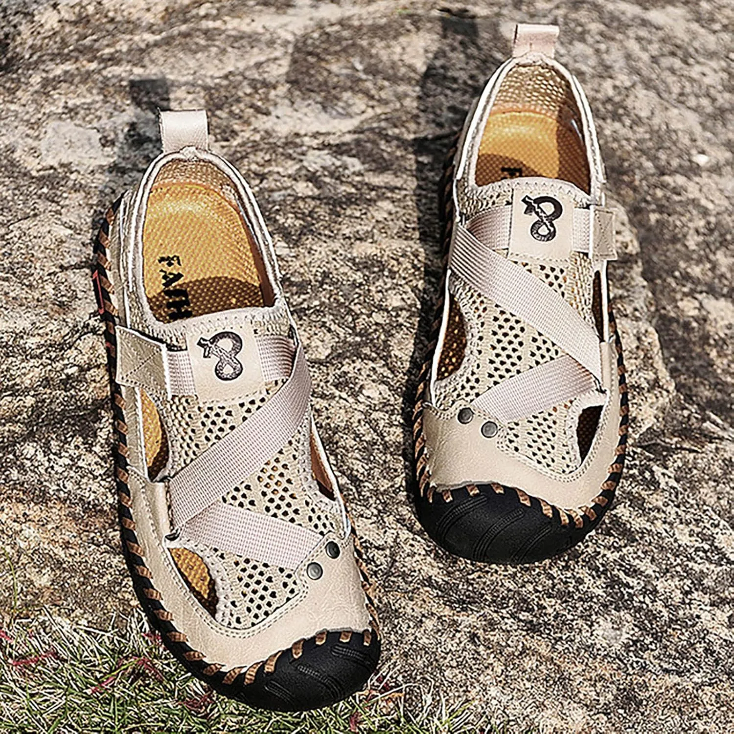 New Summer Sandals For Men's Breathable Korean Edition Slip On Cowhide Beach Leather Shoes Sandals for Men