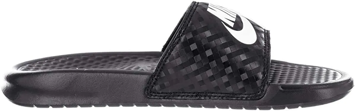 Nike Women's Benassi Just Do It Sandal, Black/White, 14 Regular US