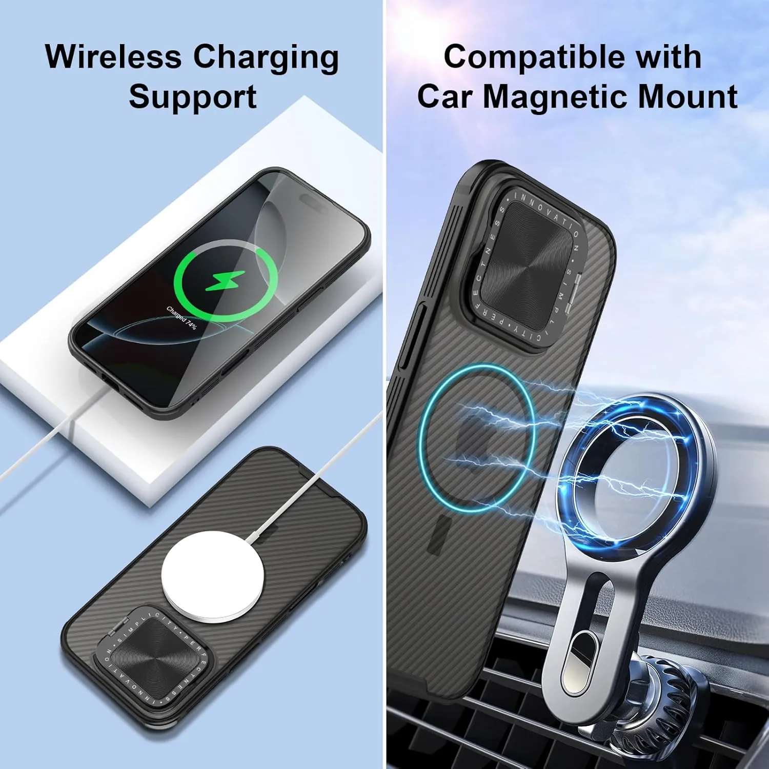Nillkin for iPhone 16 Pro Magnetic Case,Compatible with MagSafe, CamShield Pro 16 Pro 5G Phone Case with Camera Cover,Car Magnetic Mount Case 6.3’’, Built-in Magnet (Deep Grey)