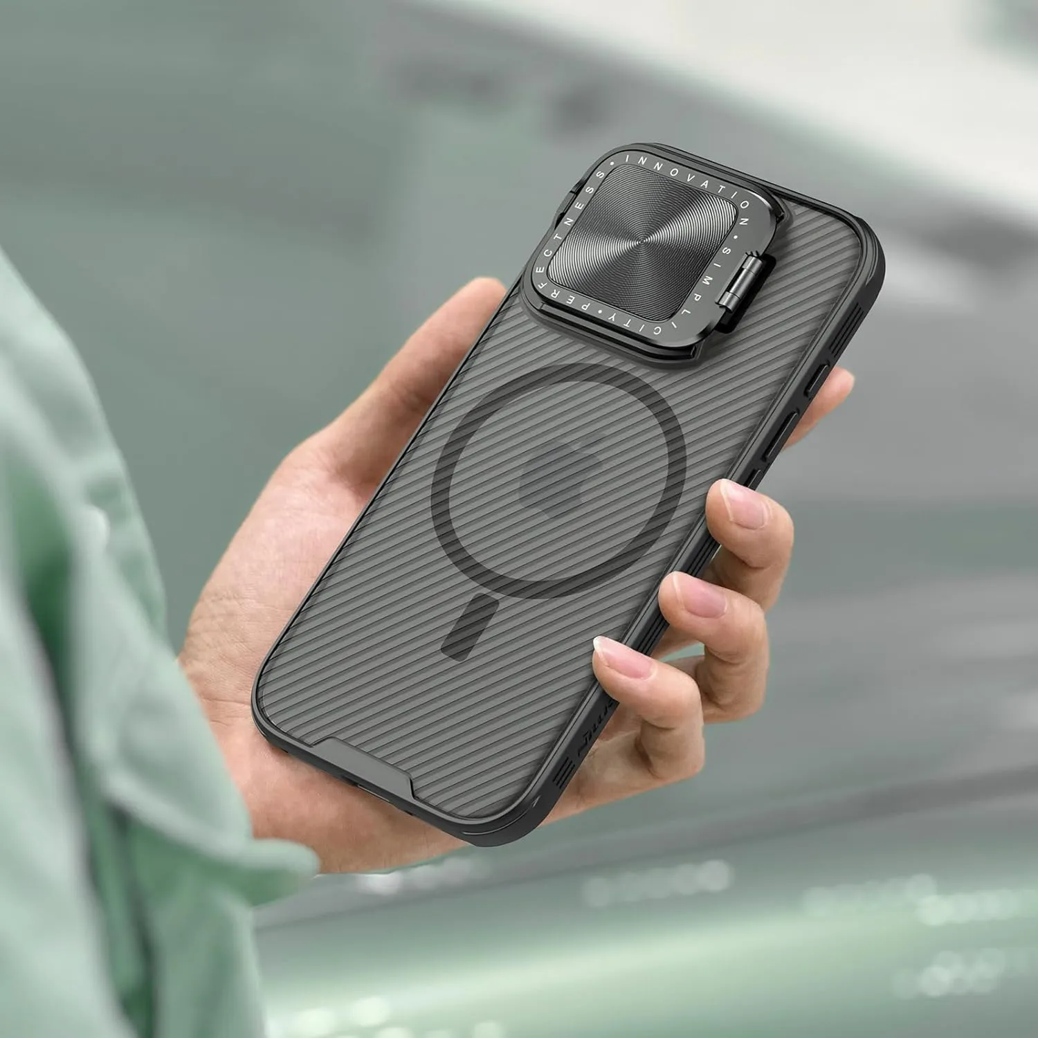 Nillkin for iPhone 16 Pro Magnetic Case,Compatible with MagSafe, CamShield Pro 16 Pro 5G Phone Case with Camera Cover,Car Magnetic Mount Case 6.3’’, Built-in Magnet (Deep Grey)