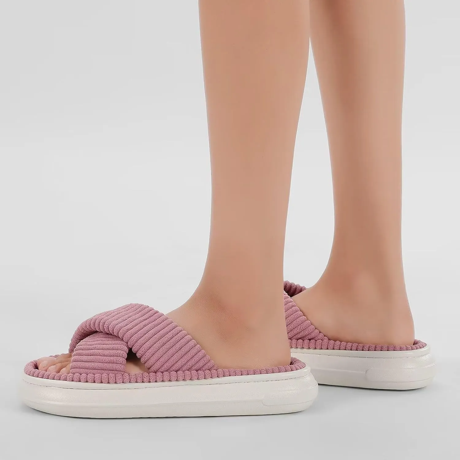 NineCiFun Platform Slippers for Women Indoor and Outdoor Women's Summer Slippers Open Toe Slide House Bedroom Shoes