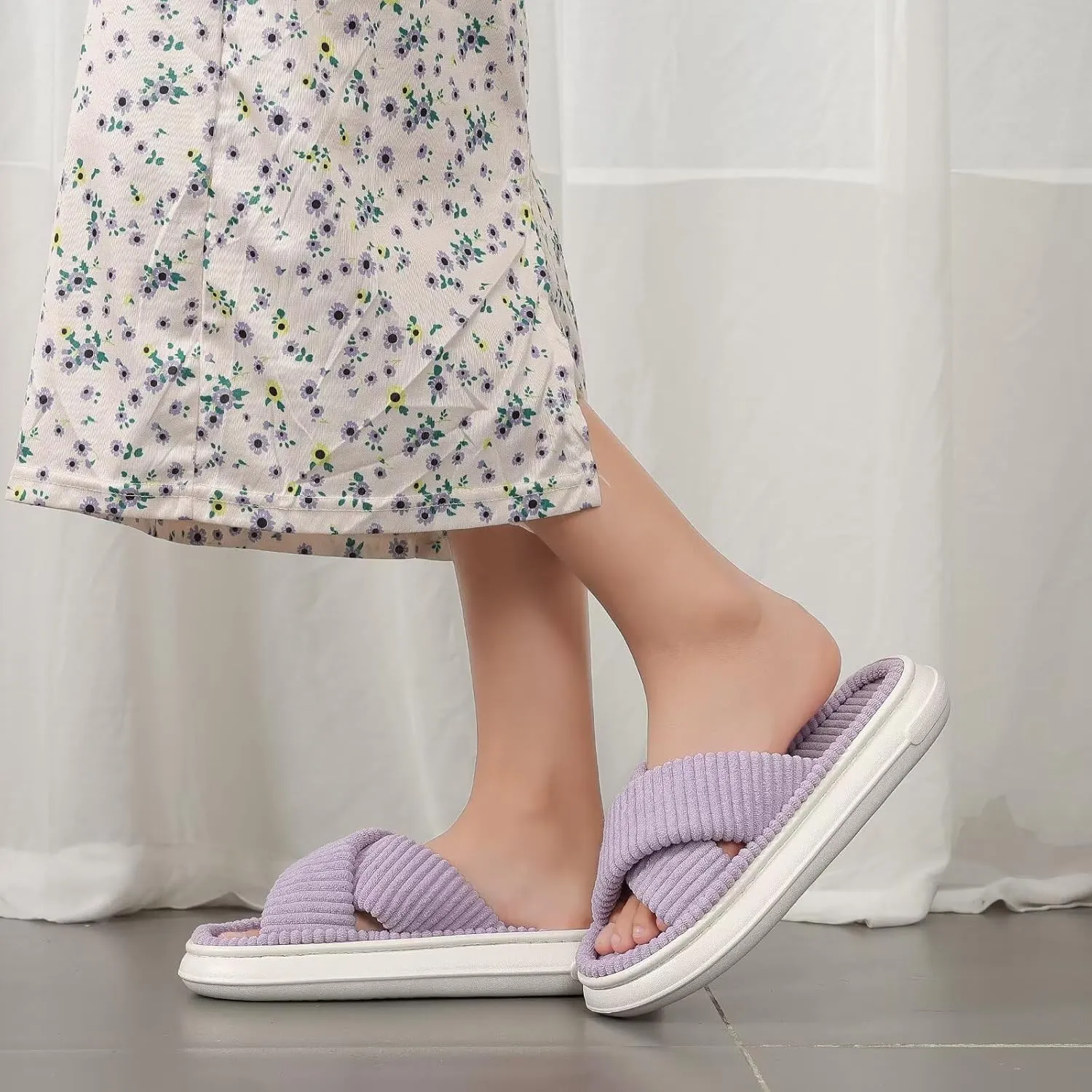 NineCiFun Platform Slippers for Women Indoor and Outdoor Women's Summer Slippers Open Toe Slide House Bedroom Shoes