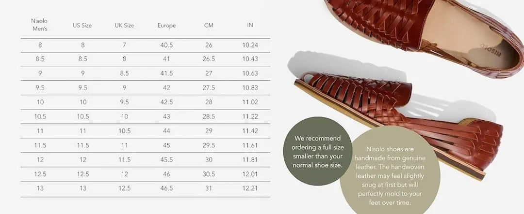 Nisolo Men's Huarache Sandals, Slip-On Comfort, Designed for Casual Everyday Wear & Any Occasion, Handwoven & Waterproof Leather, Flexible, No-Slip Rubber Sole, Runs Large