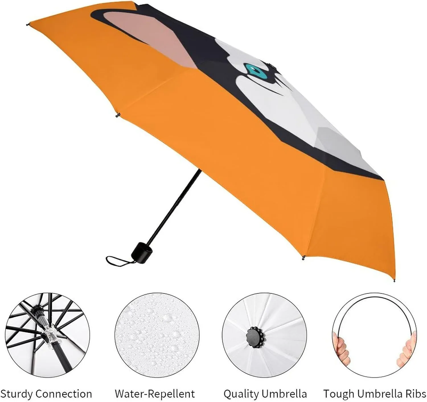 Nugier Manual Folding Umbrella, Manual Open/Close UV Sun Parasol UV Protection, Strong Travel Rain Umbrella