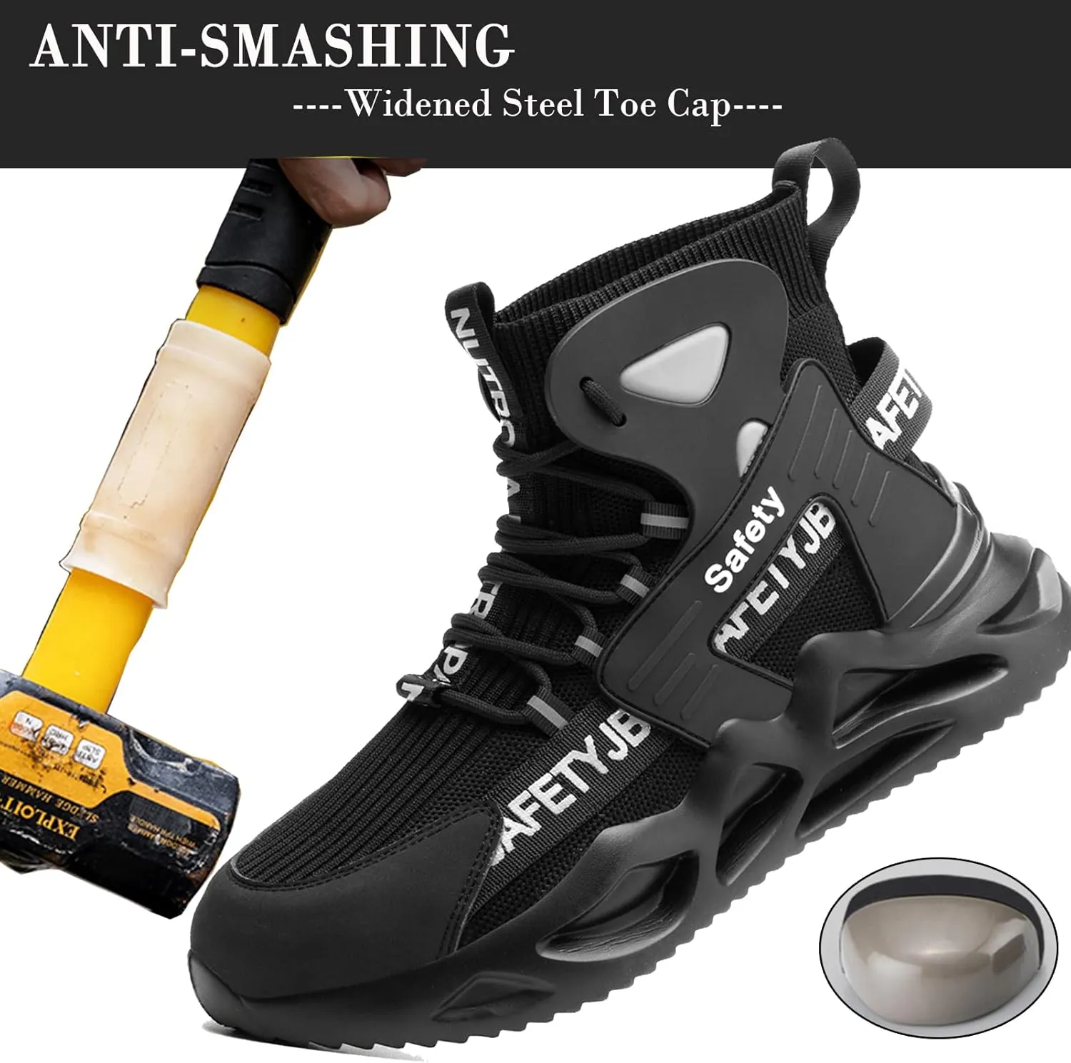 Nutropa Steel Toe Shoes for Men Women Work Safety Footwear Lightweight Breathable Comfortable Industrial Construction Sneakers