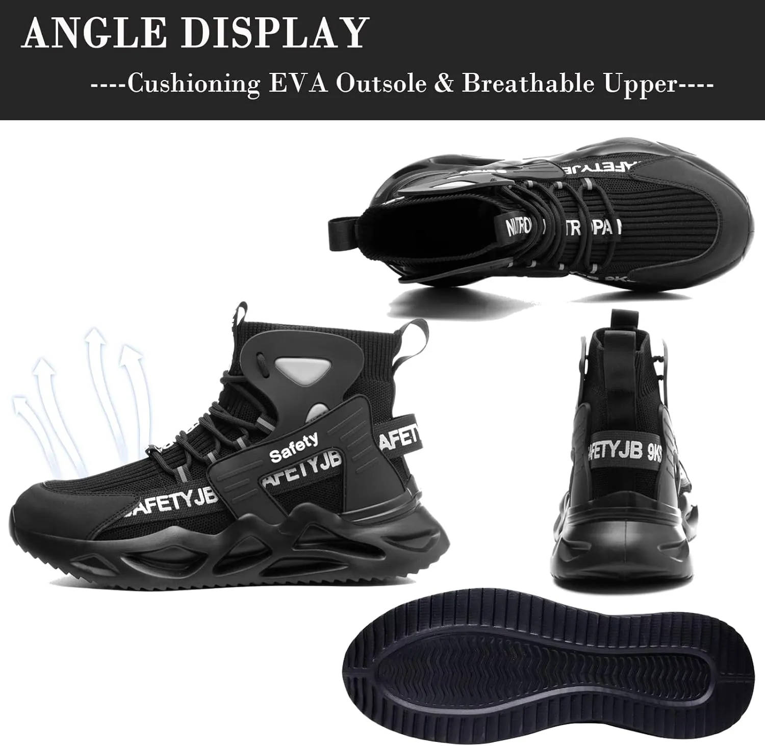 Nutropa Steel Toe Shoes for Men Women Work Safety Footwear Lightweight Breathable Comfortable Industrial Construction Sneakers
