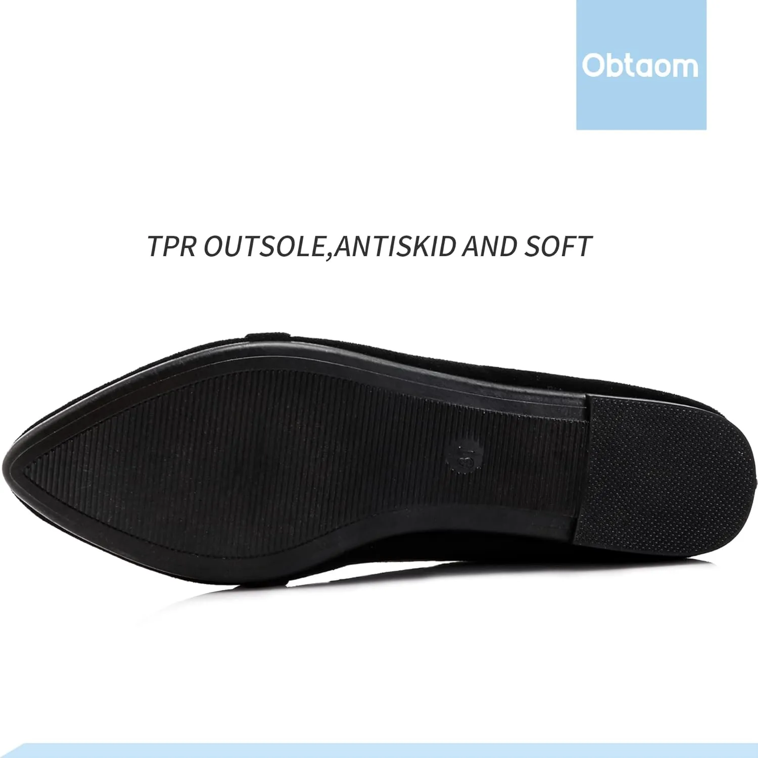 Obtaom Women's Pointy Toe Loafer Flat Comfortable Faux Suede Work Shoes,Cute Penny Loafer Slip On Ballet Flat