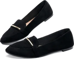 Obtaom Women's Pointy Toe Loafer Flat Comfortable Faux Suede Work Shoes,Cute Penny Loafer Slip On Ballet Flat