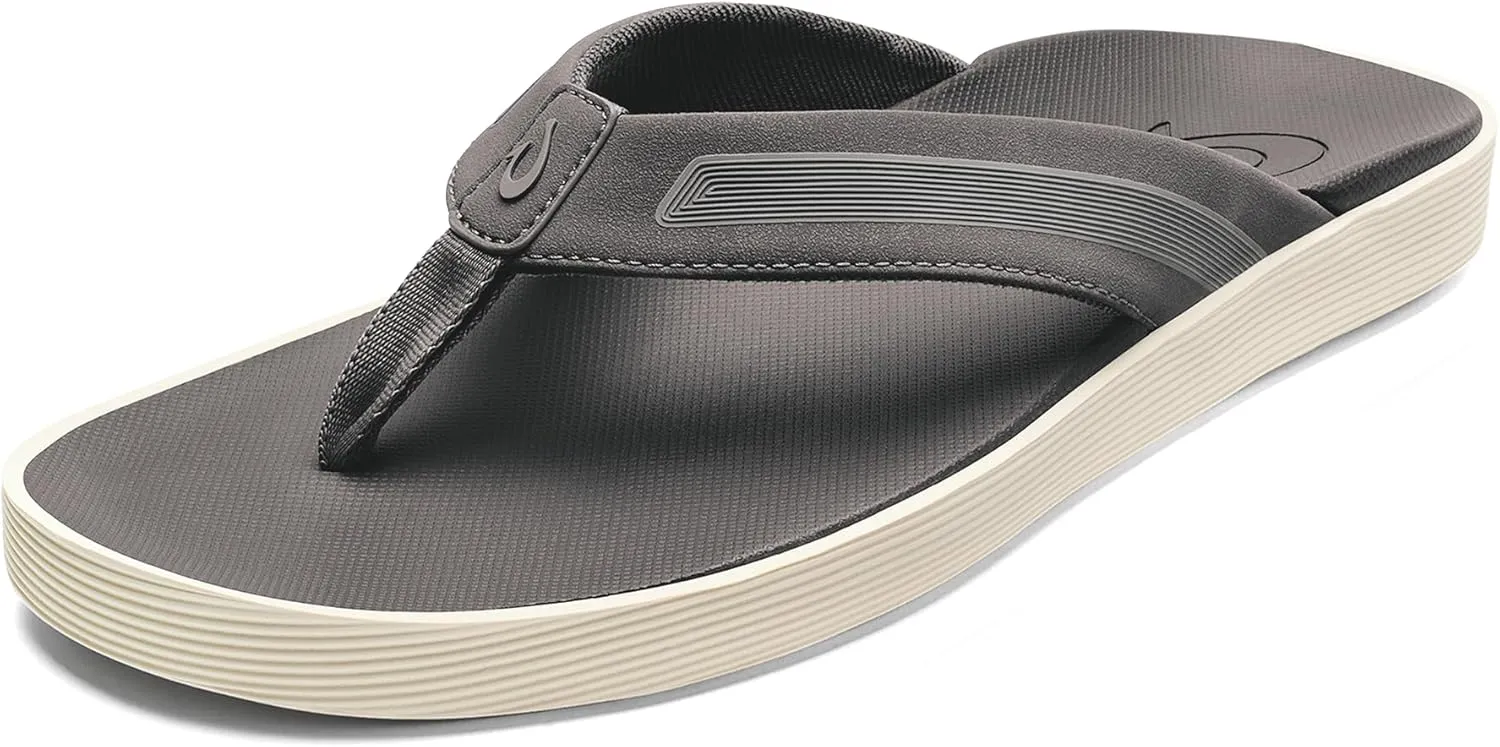 OLUKAI Leeward Men's Beach Sandals, Quick-Dry Flip Flop Slides, Water Friendly Versatility & Wet Grip Traction, Comfort Fit & Arch Support