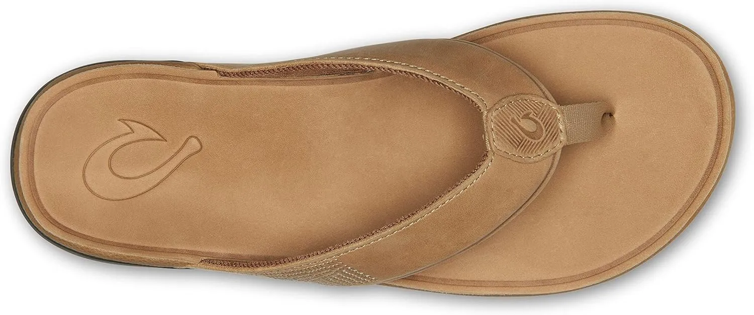 OLUKAI Tuahine Men's Waterproof Leather Sandals, Versatile Beach Flip Flops, Arch Support & Comfort Fit, Lightweight & Durable, Enhanced Grip & Traction