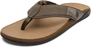 OLUKAI Tuahine Men's Waterproof Leather Sandals, Versatile Beach Flip Flops, Arch Support & Comfort Fit, Lightweight & Durable, Enhanced Grip & Traction