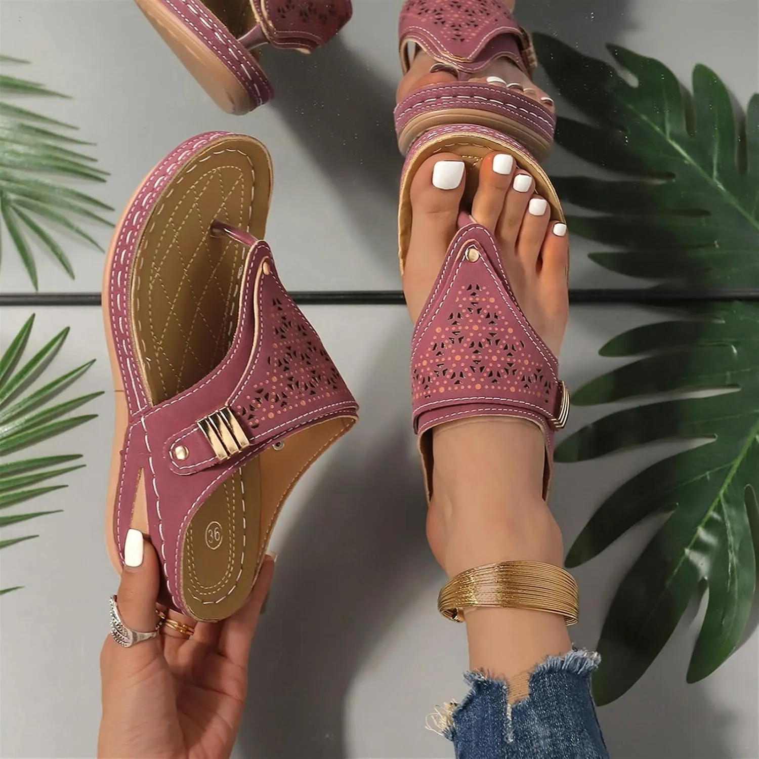 Orthopedic Sandals for Women Casual Comfort Breathable Open Toe Mesh Hollow Sports Sandals Non-Slip Summer Beach Sandals