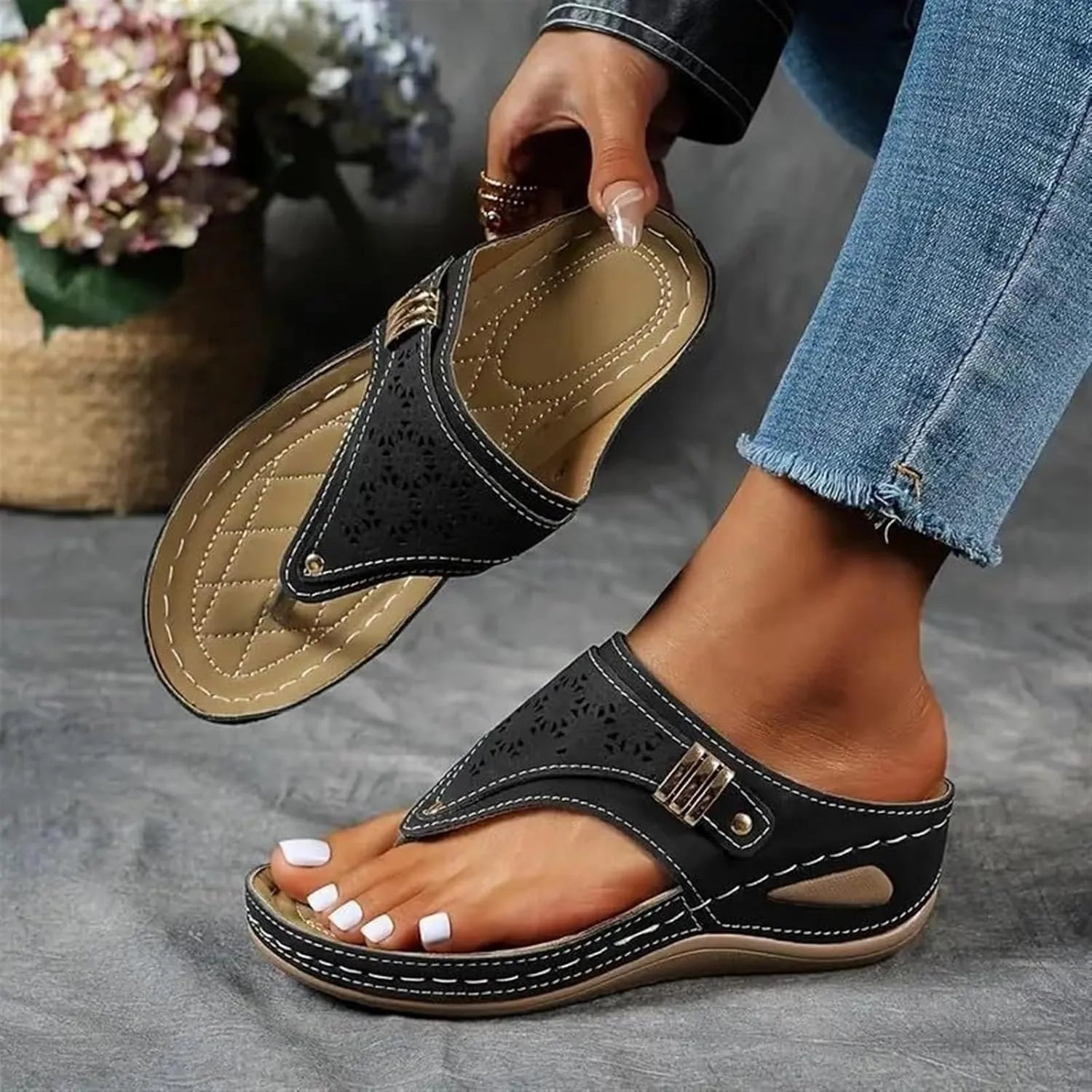 Orthopedic Sandals for Women Casual Comfort Breathable Open Toe Mesh Hollow Sports Sandals Non-Slip Summer Beach Sandals