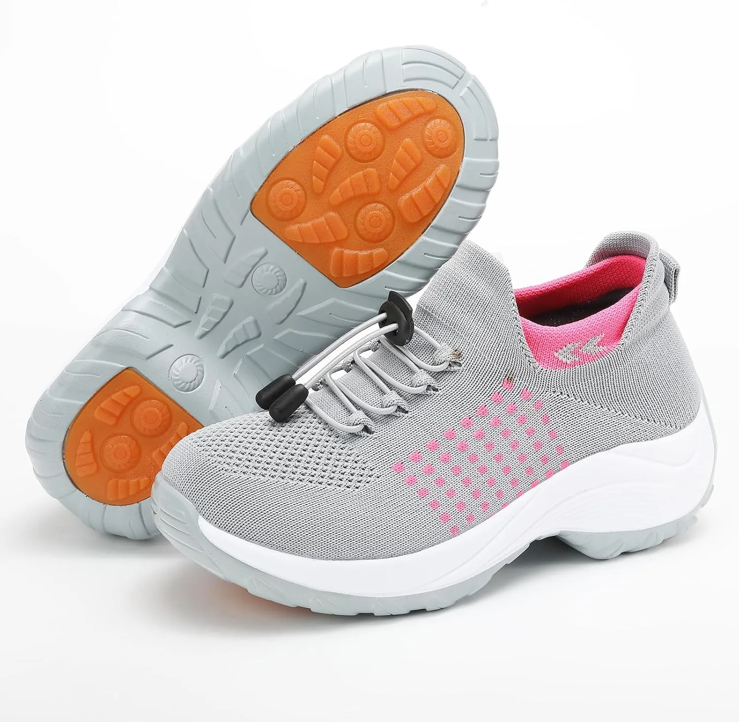 Orthopedic Sneakers for Women Men Adjustable Elastic Strap Trainers Shoes,Lightweight Breathable Damping Air Cushion Sneakers Non-Slip Platform Waterproof Comfort Soles Sports Shoes with Arch Support