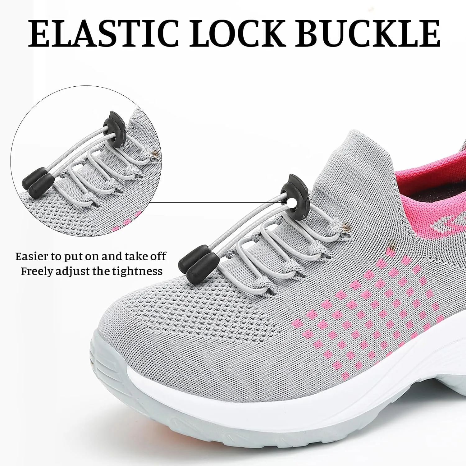 Orthopedic Sneakers for Women Men Adjustable Elastic Strap Trainers Shoes,Lightweight Breathable Damping Air Cushion Sneakers Non-Slip Platform Waterproof Comfort Soles Sports Shoes with Arch Support
