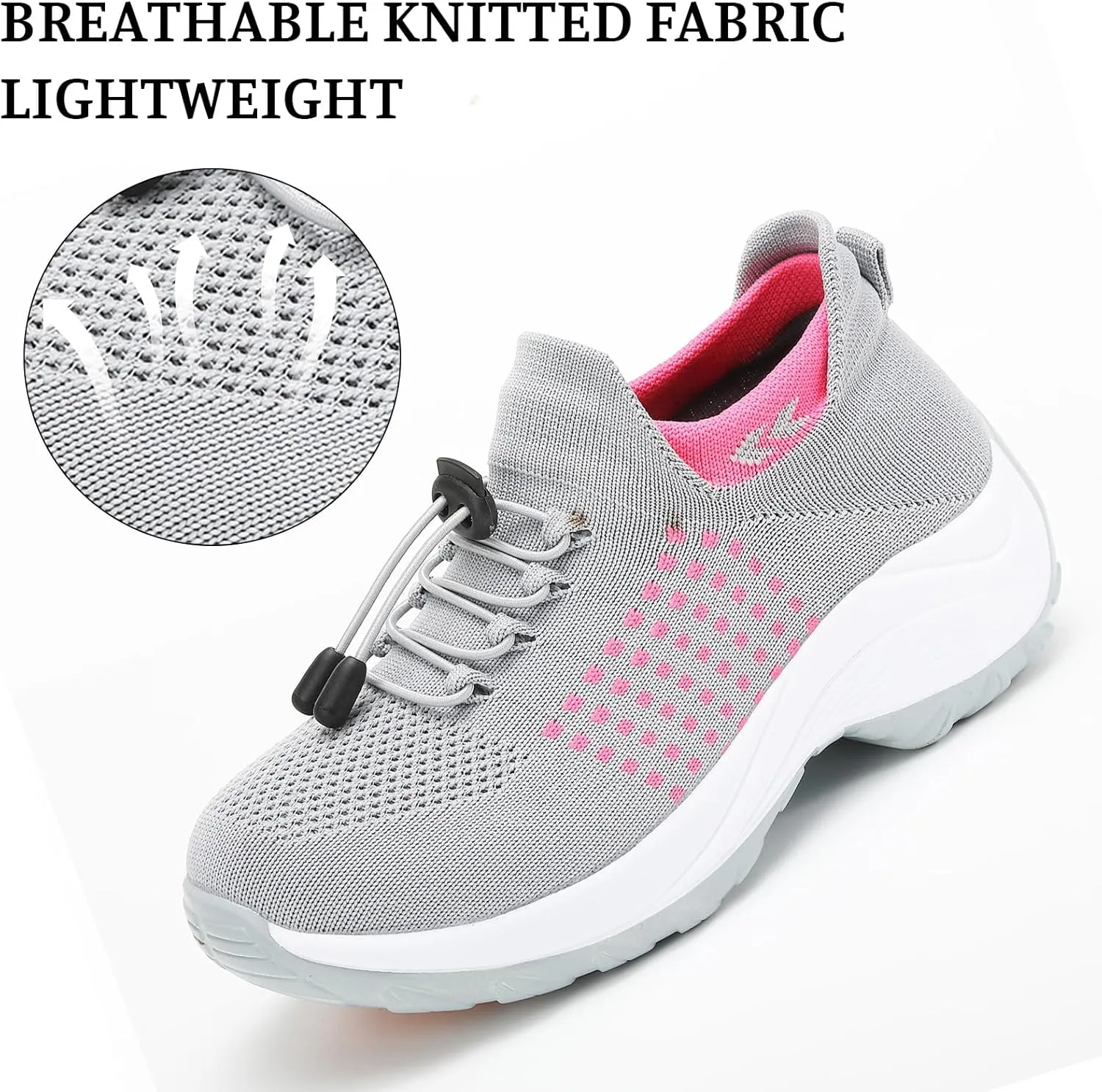 Orthopedic Sneakers for Women Men Adjustable Elastic Strap Trainers Shoes,Lightweight Breathable Damping Air Cushion Sneakers Non-Slip Platform Waterproof Comfort Soles Sports Shoes with Arch Support