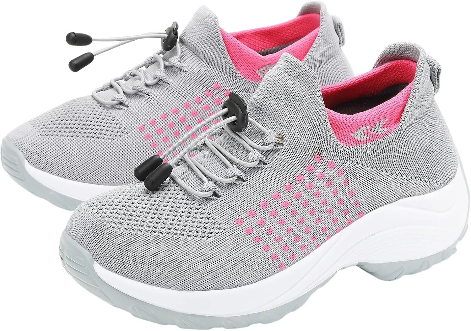 Orthopedic Sneakers for Women Men Adjustable Elastic Strap Trainers Shoes,Lightweight Breathable Damping Air Cushion Sneakers Non-Slip Platform Waterproof Comfort Soles Sports Shoes with Arch Support