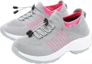 Orthopedic Sneakers for Women Men Adjustable Elastic Strap Trainers Shoes,Lightweight Breathable Damping Air Cushion Sneakers Non-Slip Platform Waterproof Comfort Soles Sports Shoes with Arch Support