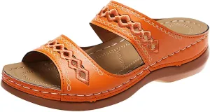 Orthopedic Wedge Sandals for Women Open Toe Platform Sandal 2025 Summer Dressy Casual Shoes Vintage Flats Boho Slip On Sandals Arch Support Slippers Comfortable Walking Outdoor Shoe