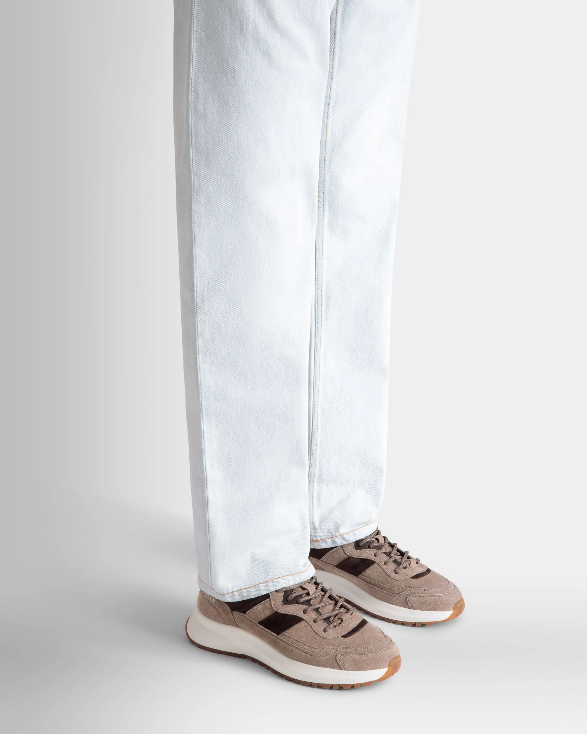 Outline Sneaker in Taupe and Ebano Suede