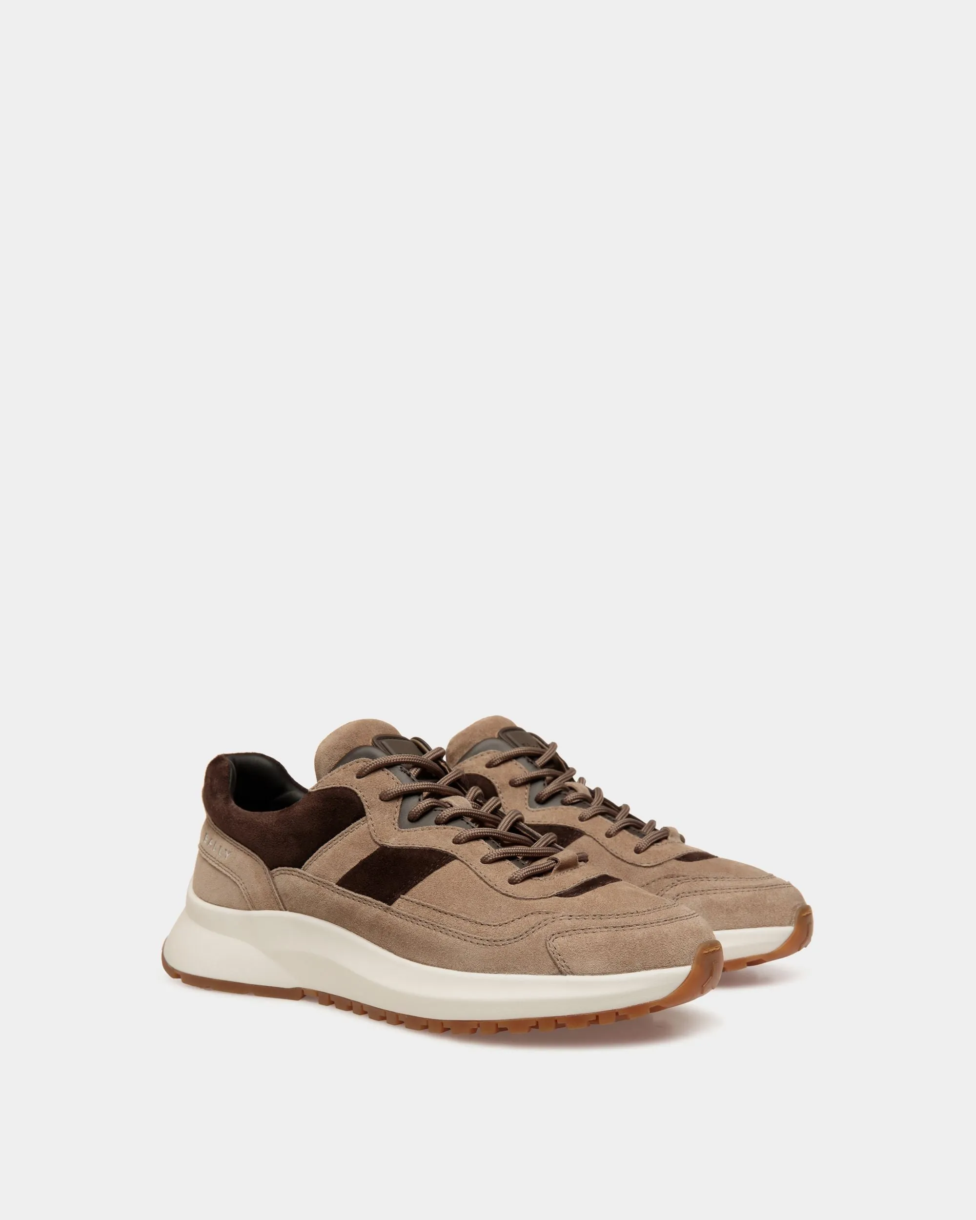 Outline Sneaker in Taupe and Ebano Suede