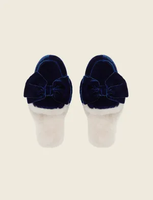 Papinelle - Velvet Bow Slide | Navy