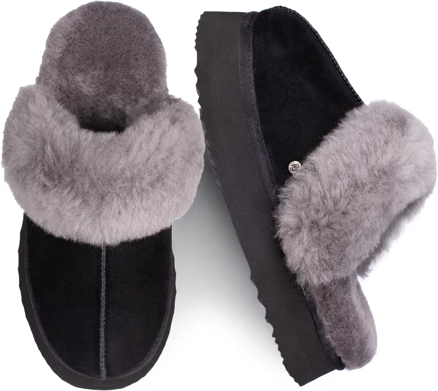 Parfeying Women's Sheepskin House Slippers Indoor Outdoor Shearling Shoes for Women