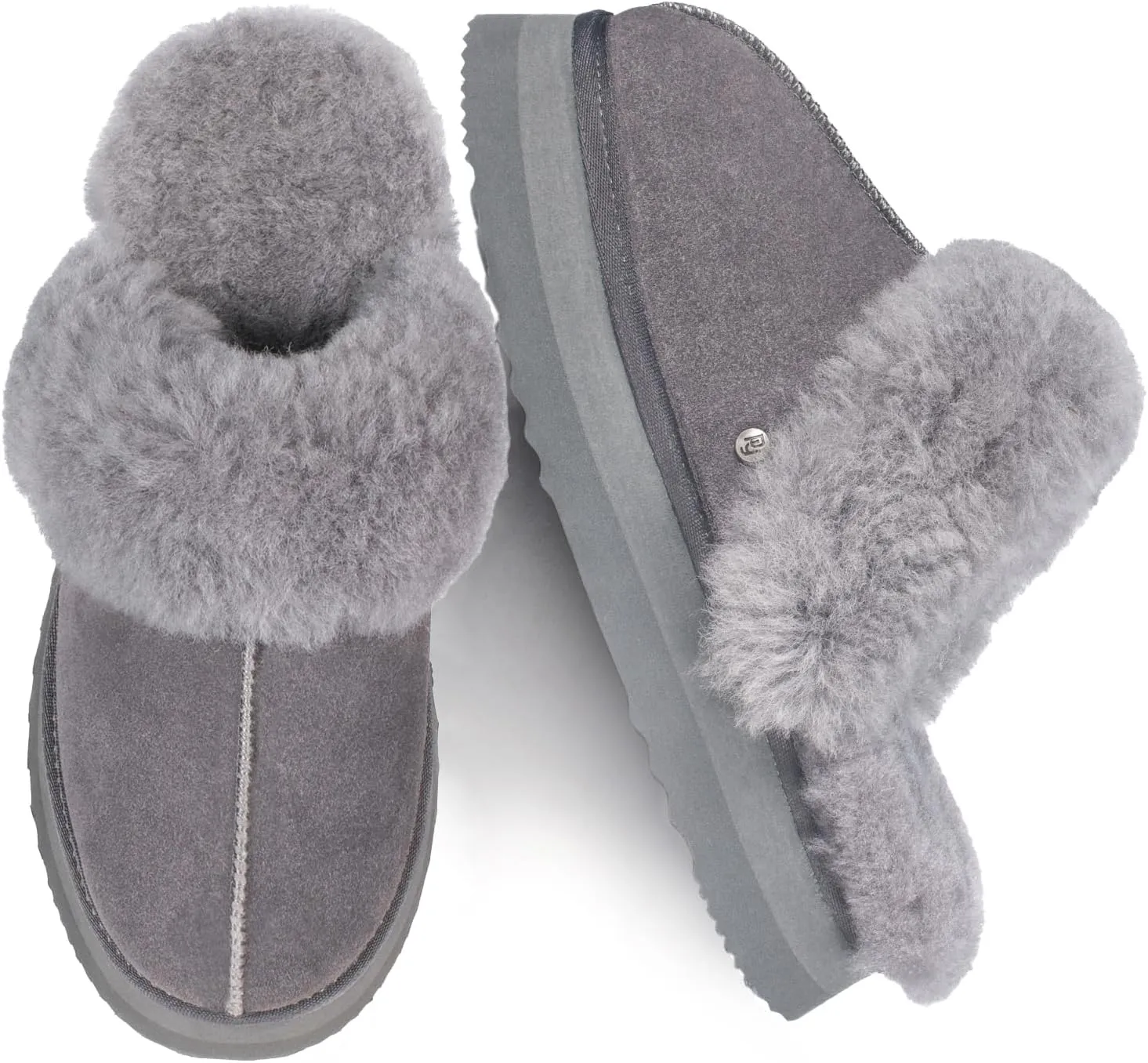 Parfeying Women's Sheepskin House Slippers Indoor Outdoor Shearling Shoes for Women