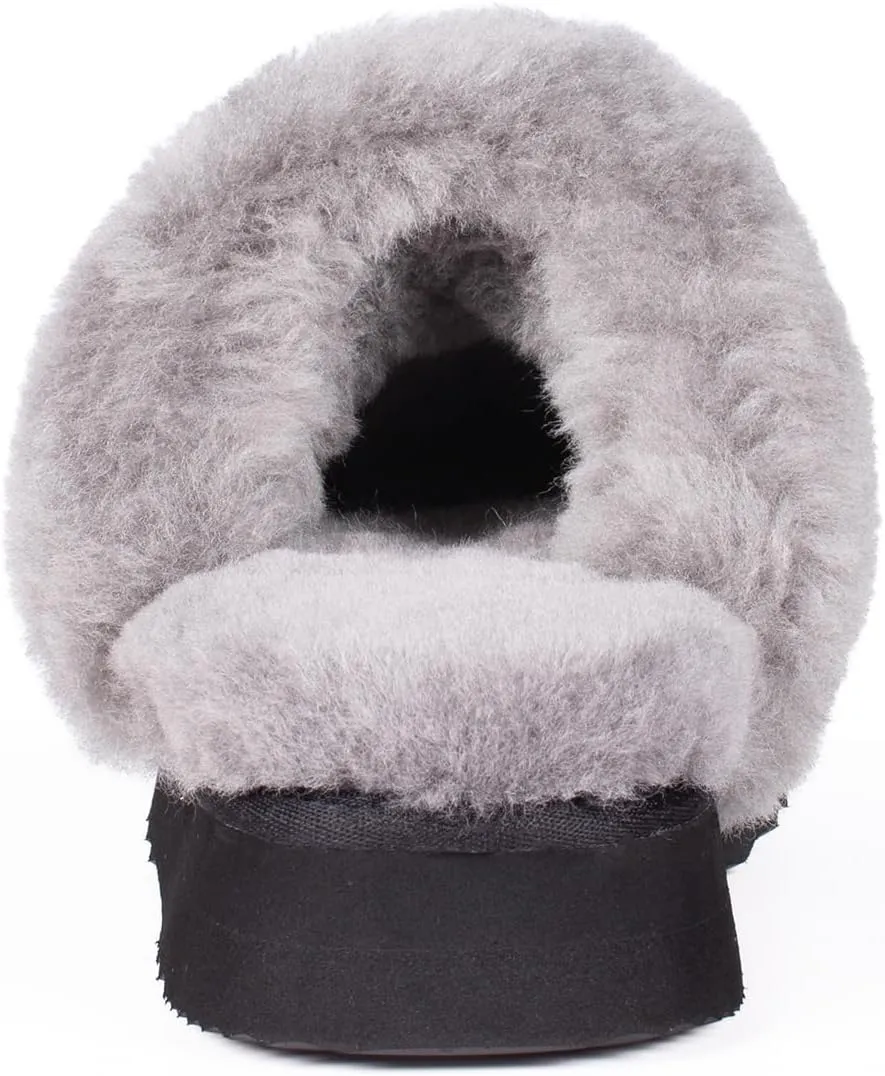 Parfeying Women's Sheepskin House Slippers Indoor Outdoor Shearling Shoes for Women
